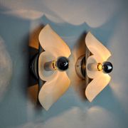 Pair of "folio" wall lights, space age, chromed metal, Italy, 1970