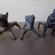 8 porte-couteaux animaliers anciens en étain