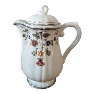 Gien earthenware coffee pot, Moustiers Olérys decor