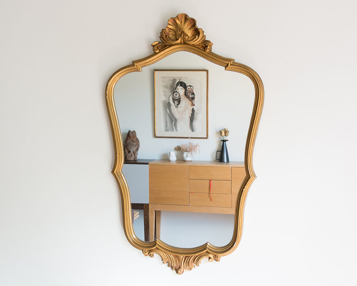 Golden mirror 75x45cm