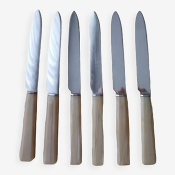 Set de 6 couteaux à fromage Pradel acier inoxydable et corne bovine