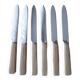 Set of 6 Pradel stainless steel cheese knives and bovine horn