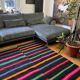 Romanian vintage carpet with stripes, made by hand in wool