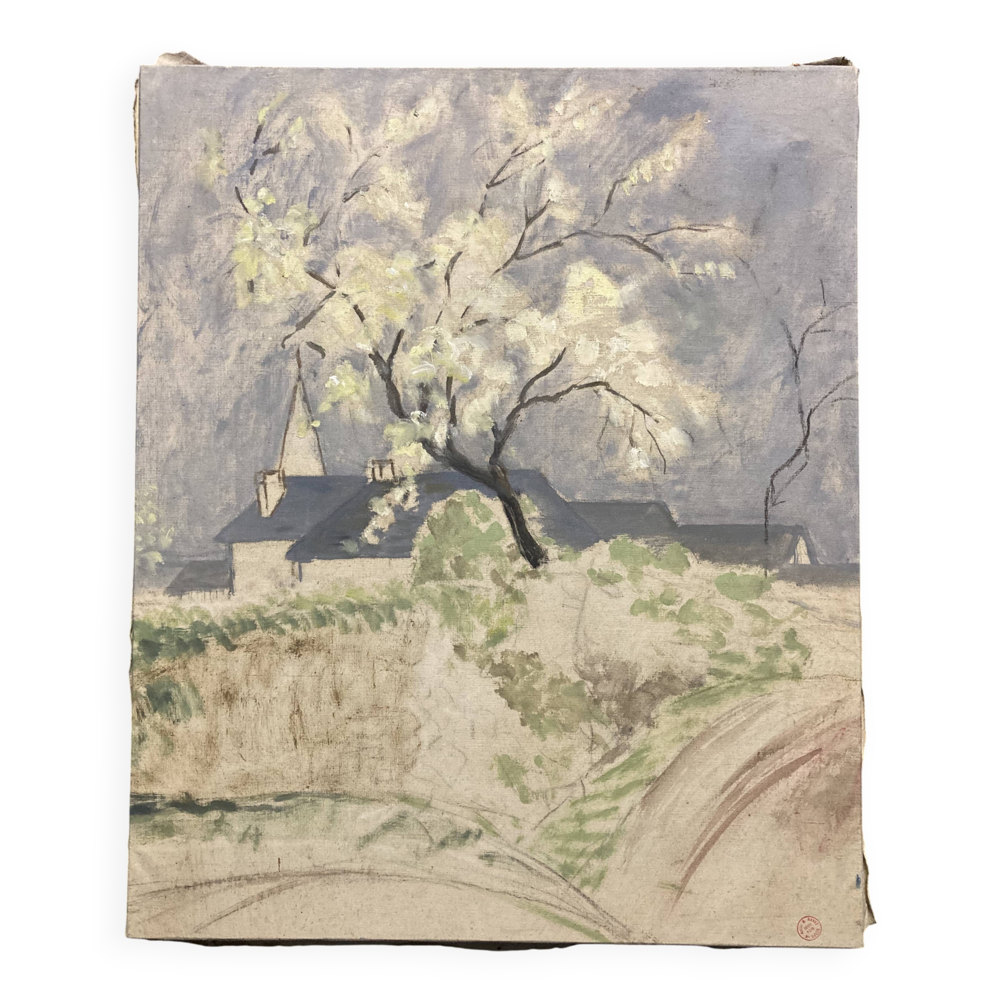 Marthe orant (1874-1957), spring, oil on canvas