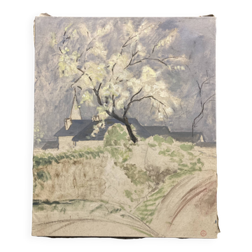 Marthe orant (1874-1957), le printemps, huile sur toile
