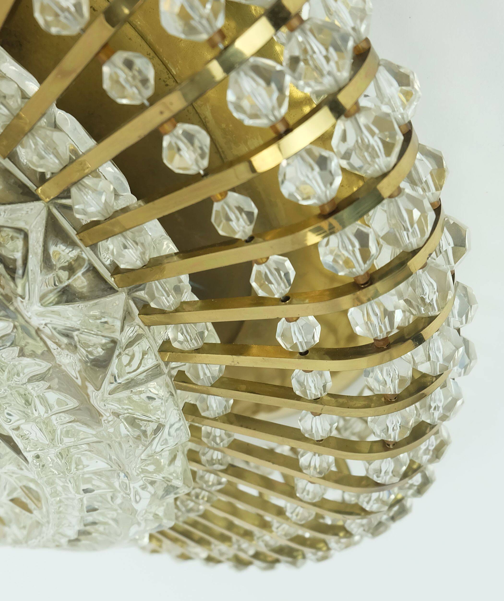 glamorous 1960s mid century CEILING LAMP ceiling fixture brass and glass