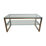 Coffee table in glass and chromed metal