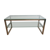 Table basse en verre et métal chromé
