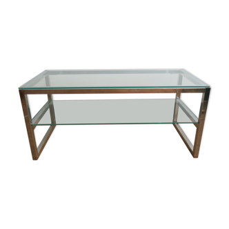 Coffee table in glass and chromed metal