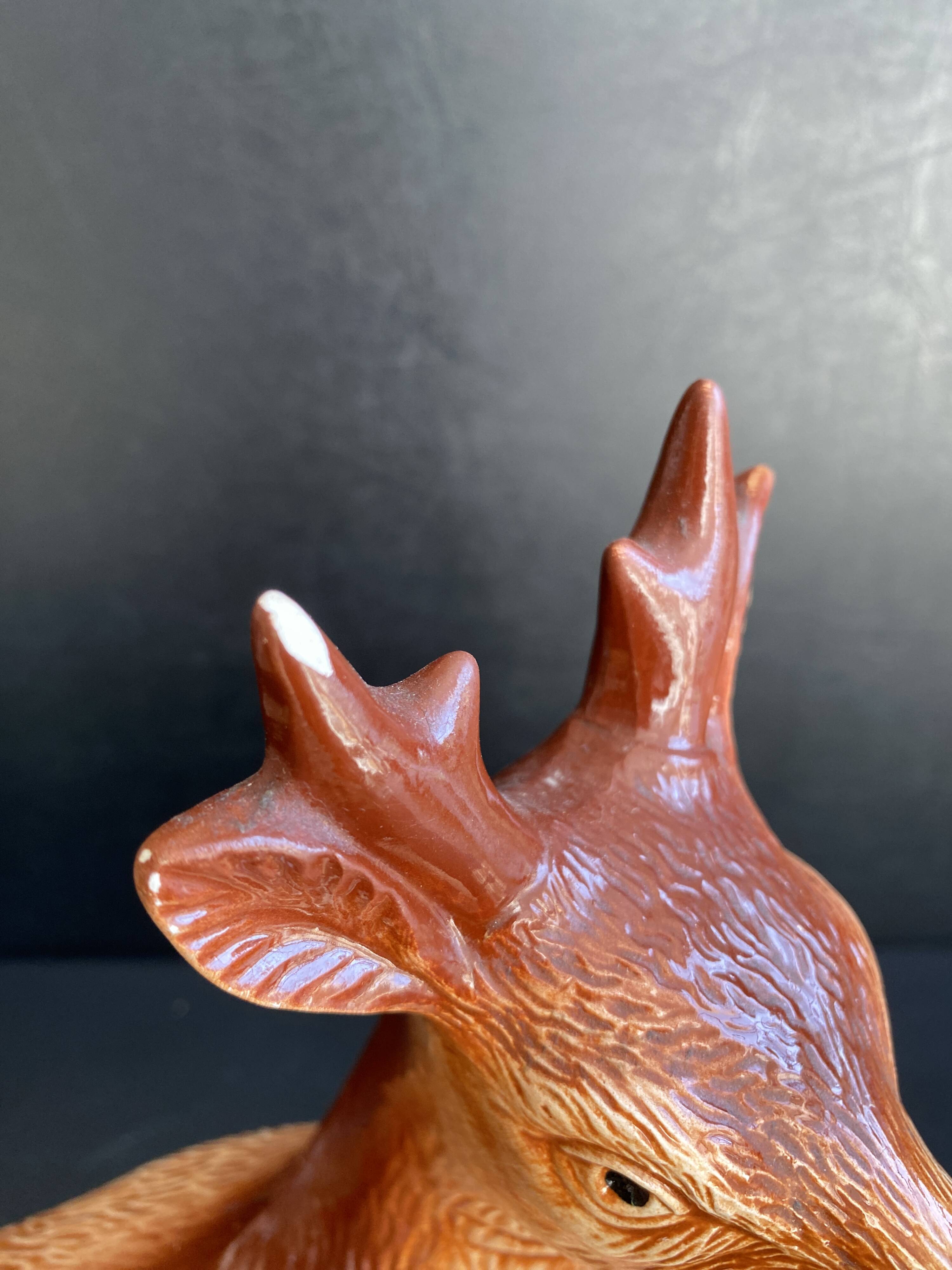 Vintage terrine in earthenware by Michel Caugant - Roe Deer / Stag shape