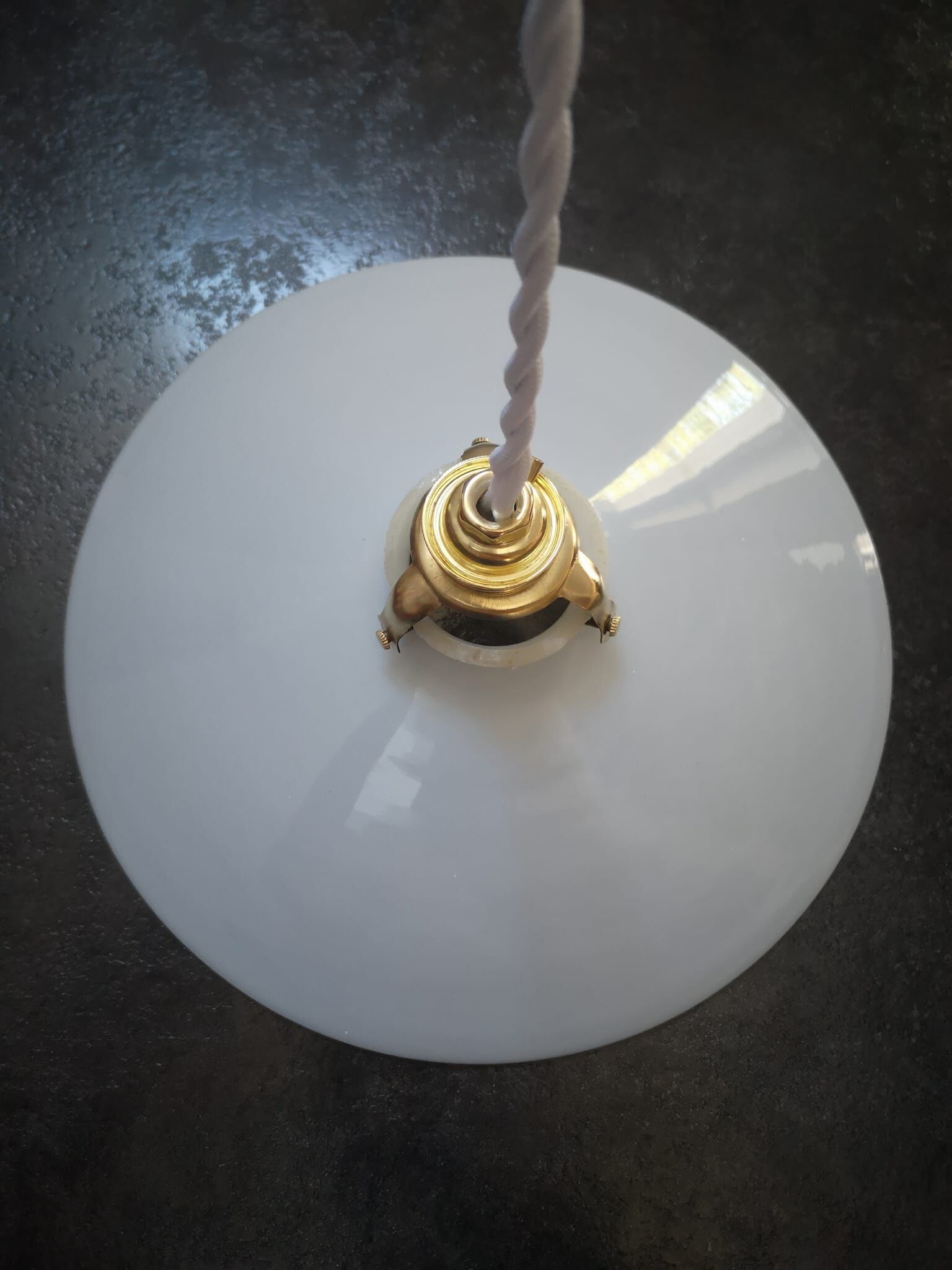 Ancien abat-jour suspension opaline blanche lisse tbe art déco 1940
