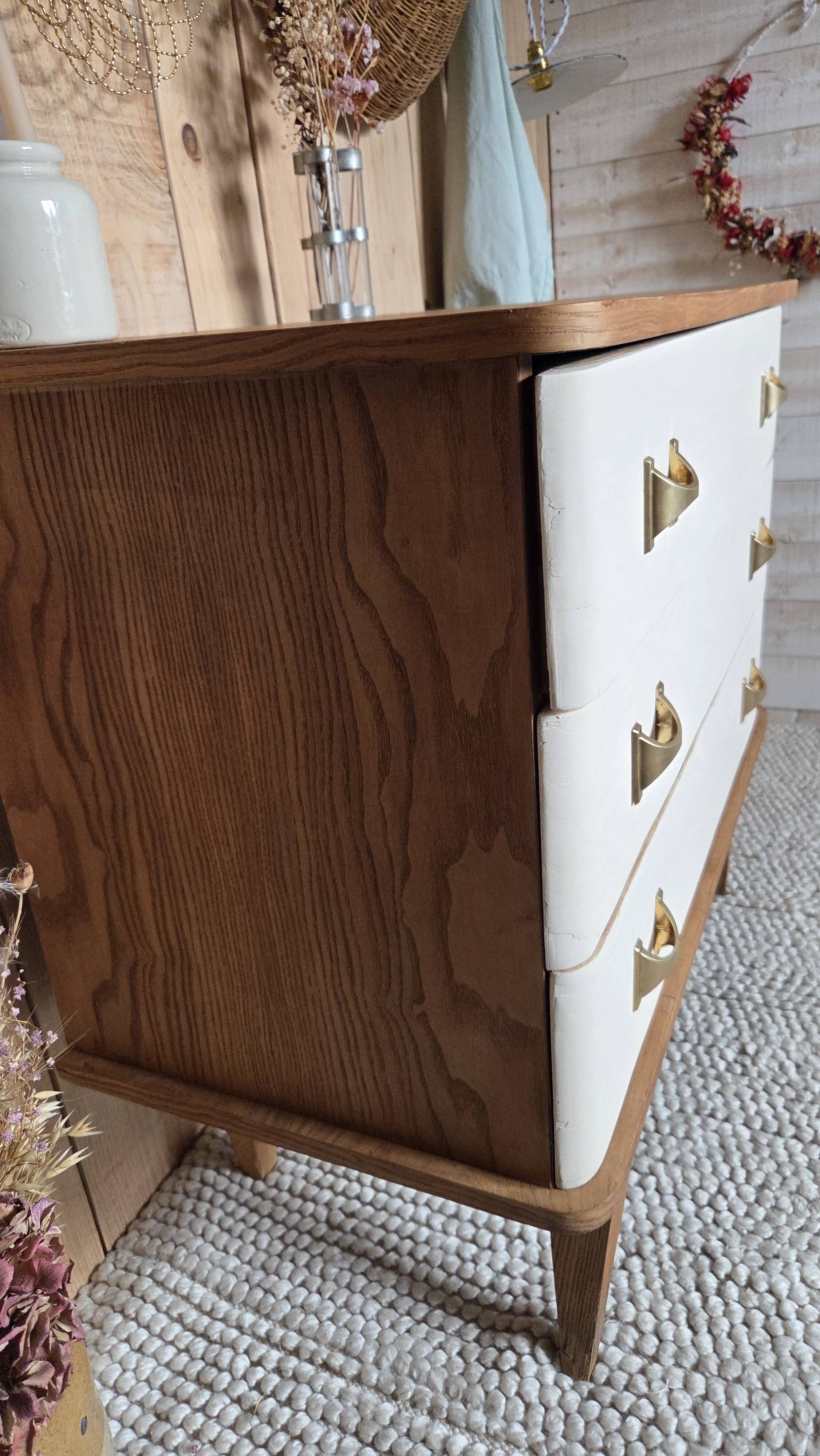 Commode vintage pieds compas renove