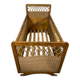 Wood and wicker children's bed from the 50s and 60s.