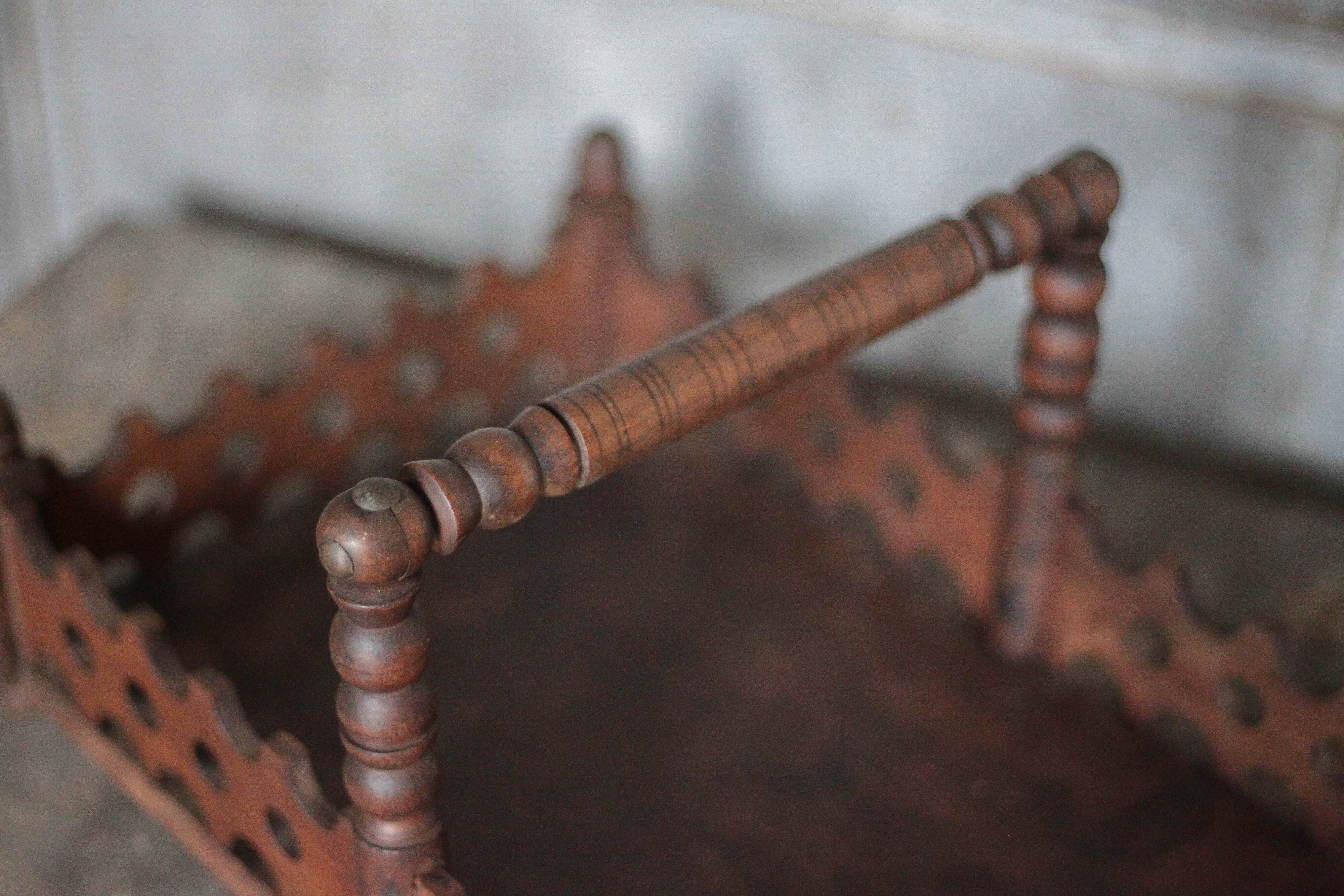Vintage wooden basket, wooden fruit bowl, kitchen, nature, folk art
