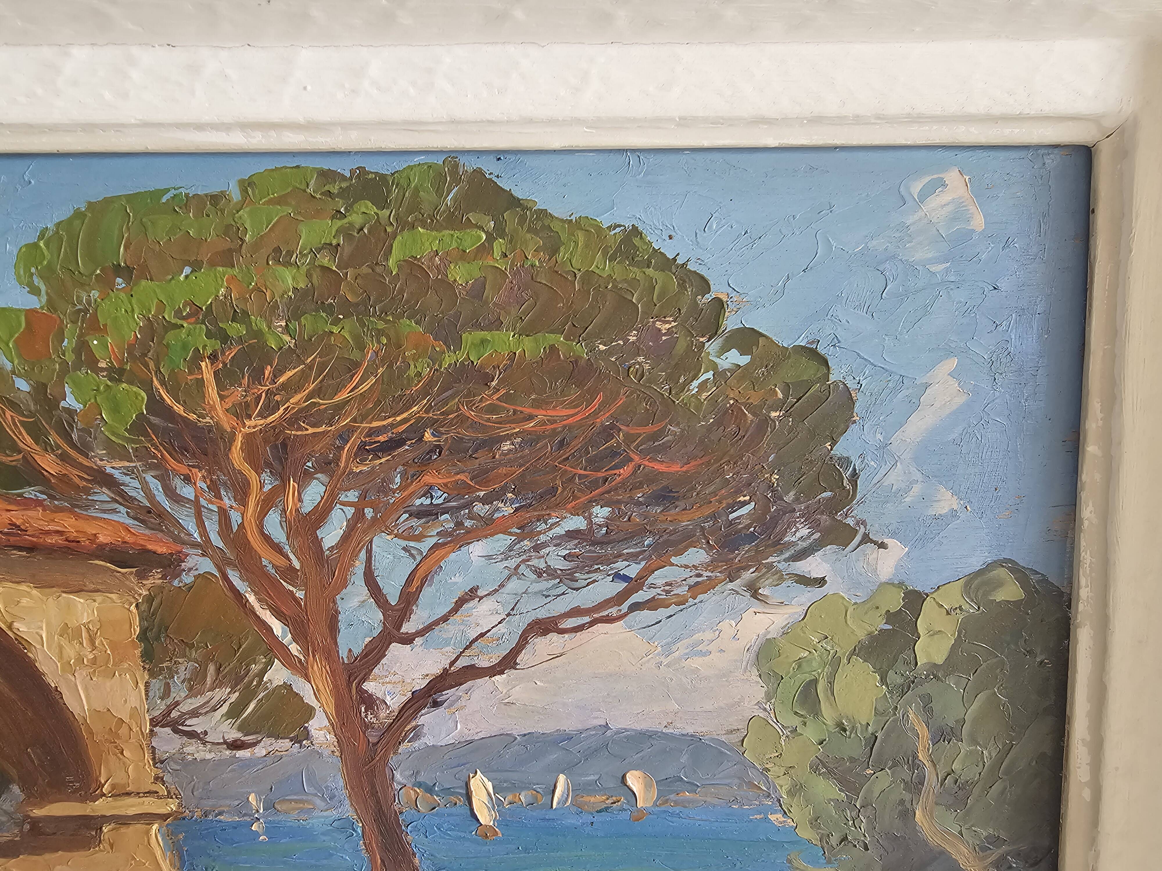 Oil on Panel - Marine Landscape of the Provençal Riviera signed D