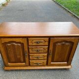 English sideboard with 2 doors and 4 drawers in solid wood 130cm