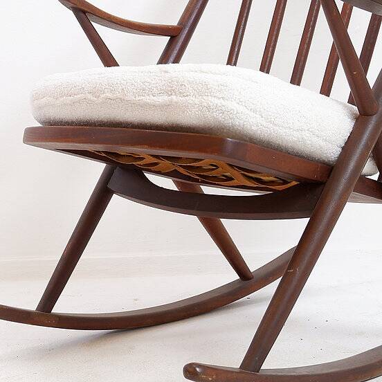 Rocking chair by Frank Reenskaug for Bramin, 1960s - New White Boucle Fabric