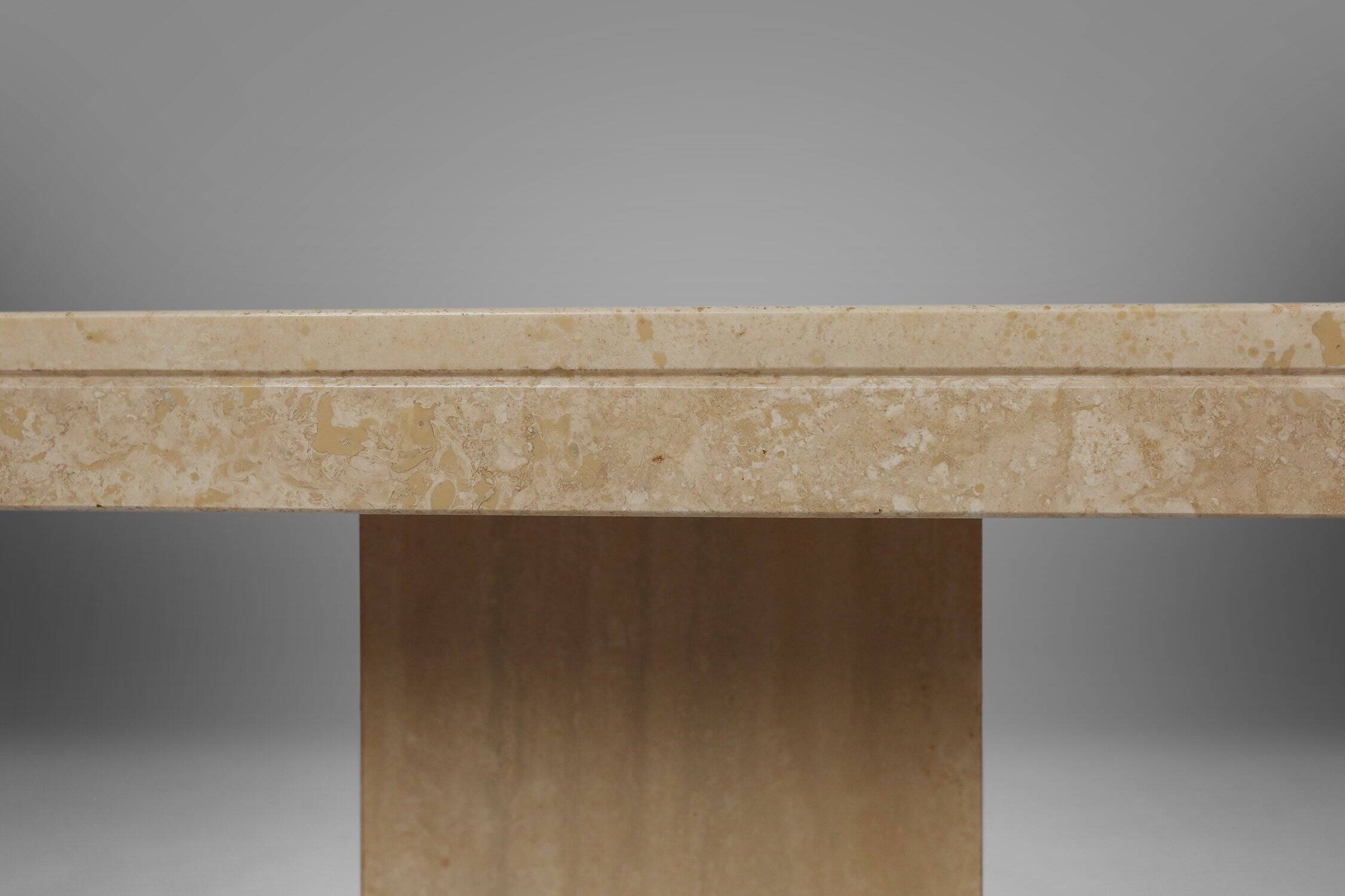 Sculptural Dinner Table in Travertine, France 1960s