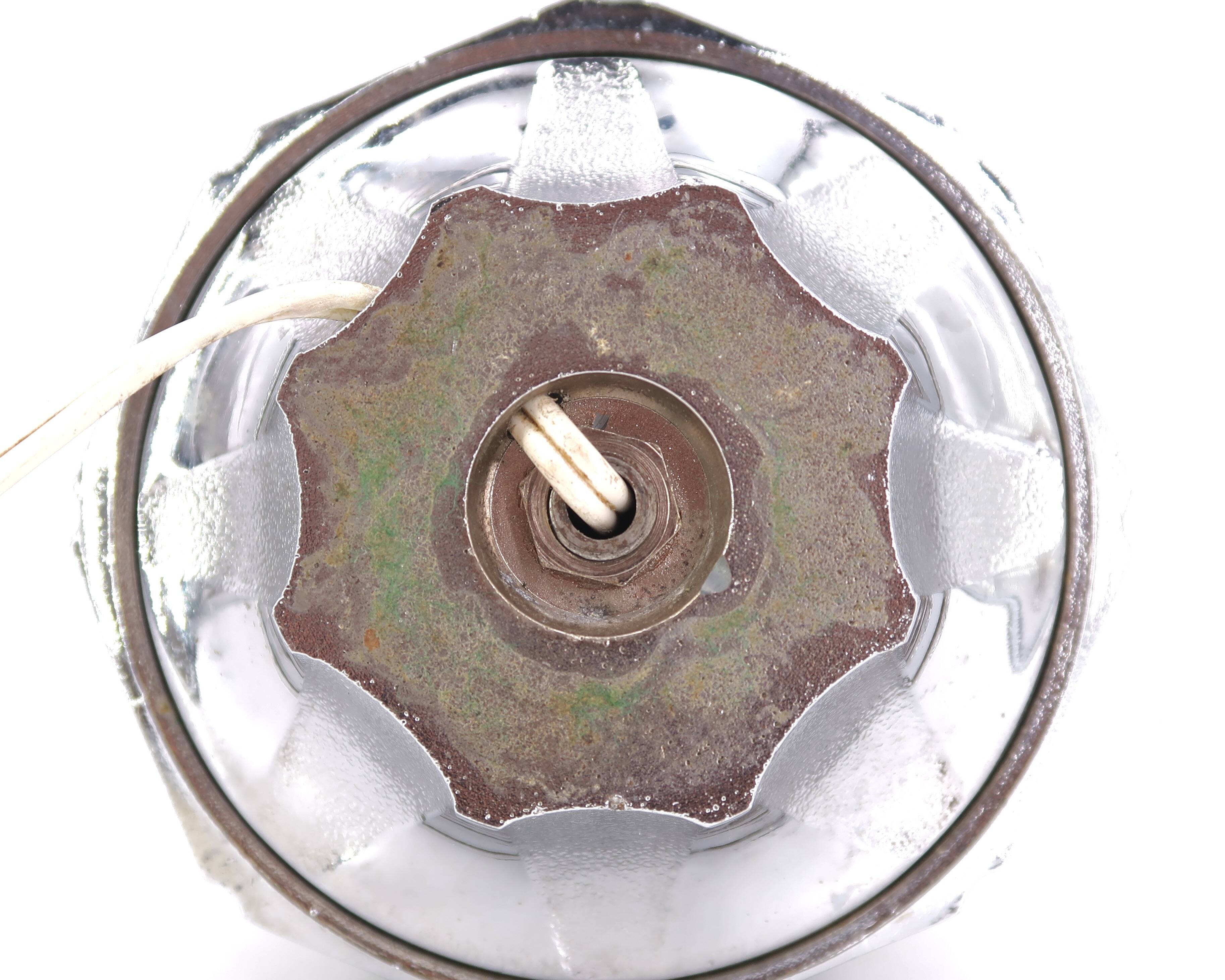 Sculptural lamp in silver cast iron, white lampshade, 70s