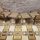 Pair of vintage Scandinavian armchairs with 2 Ottoman stools 1970
