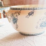 soupière, plat de forme en porcelaine  Sarguemines France décor Royat