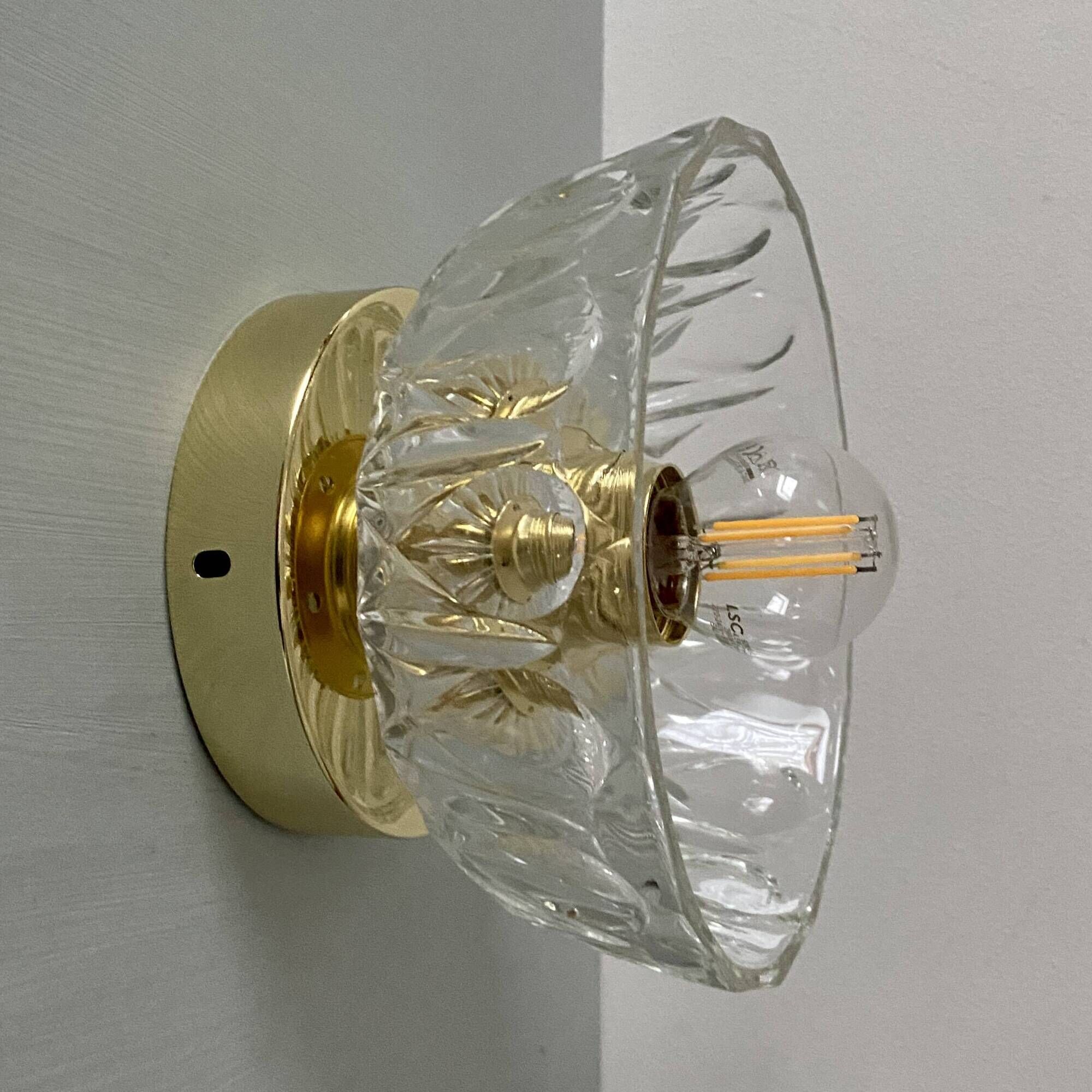 Vintage molded glass lampshade wall light - tableware collection -