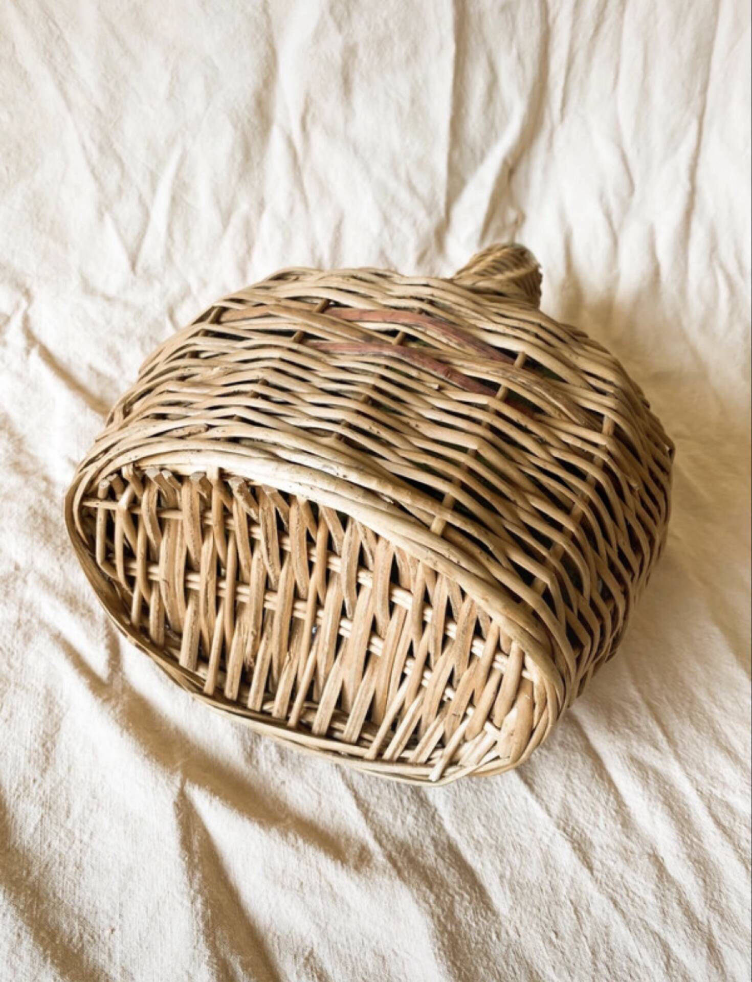 Old Green Glass Demijohn Plate with Woven Rattan