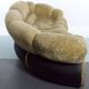 Canapé modulaire Space Age par Adriano Piazzesi, ours en peluche crème et similicuir, Italie des années 1970