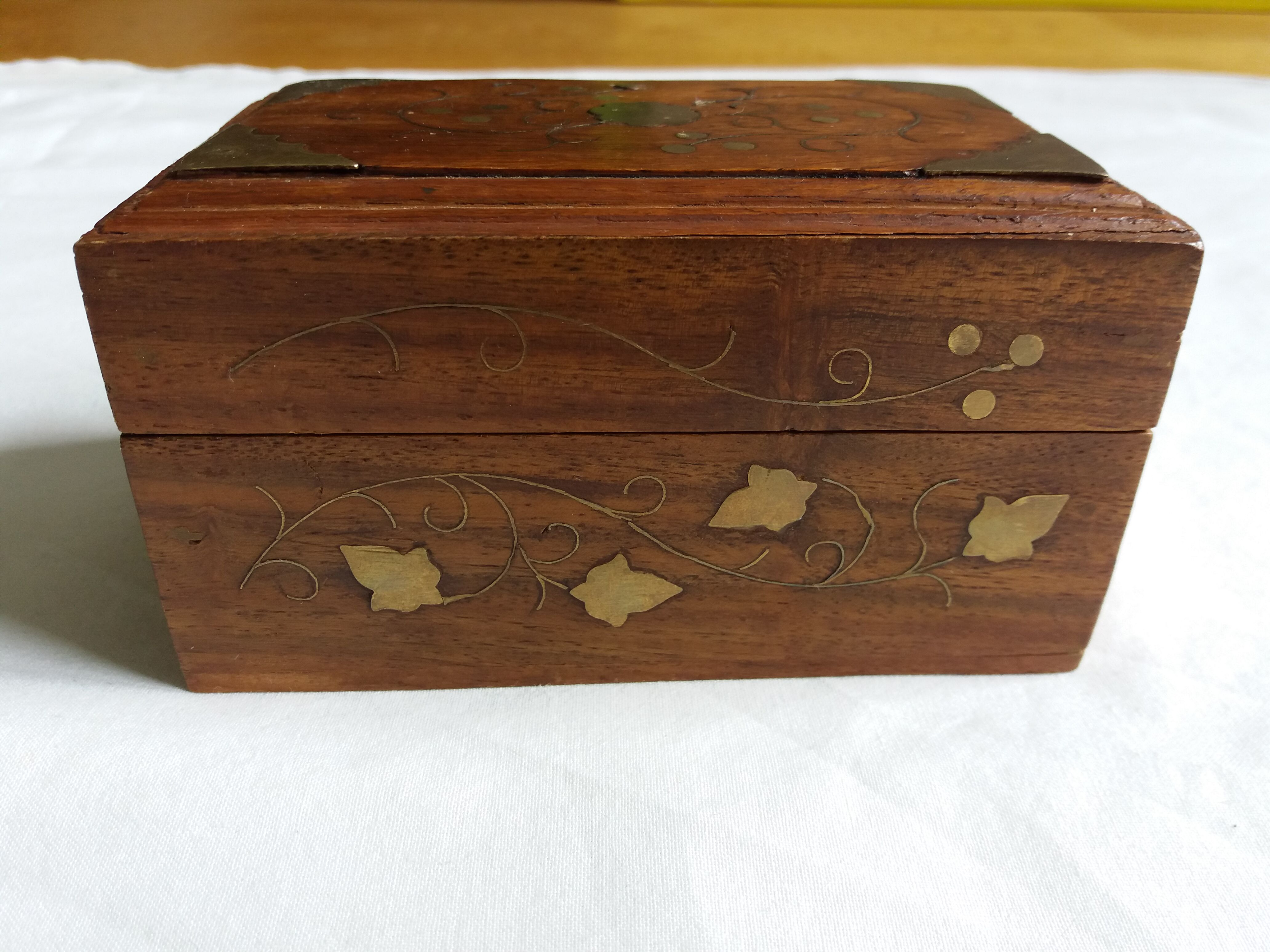 Wooden box inlays brass