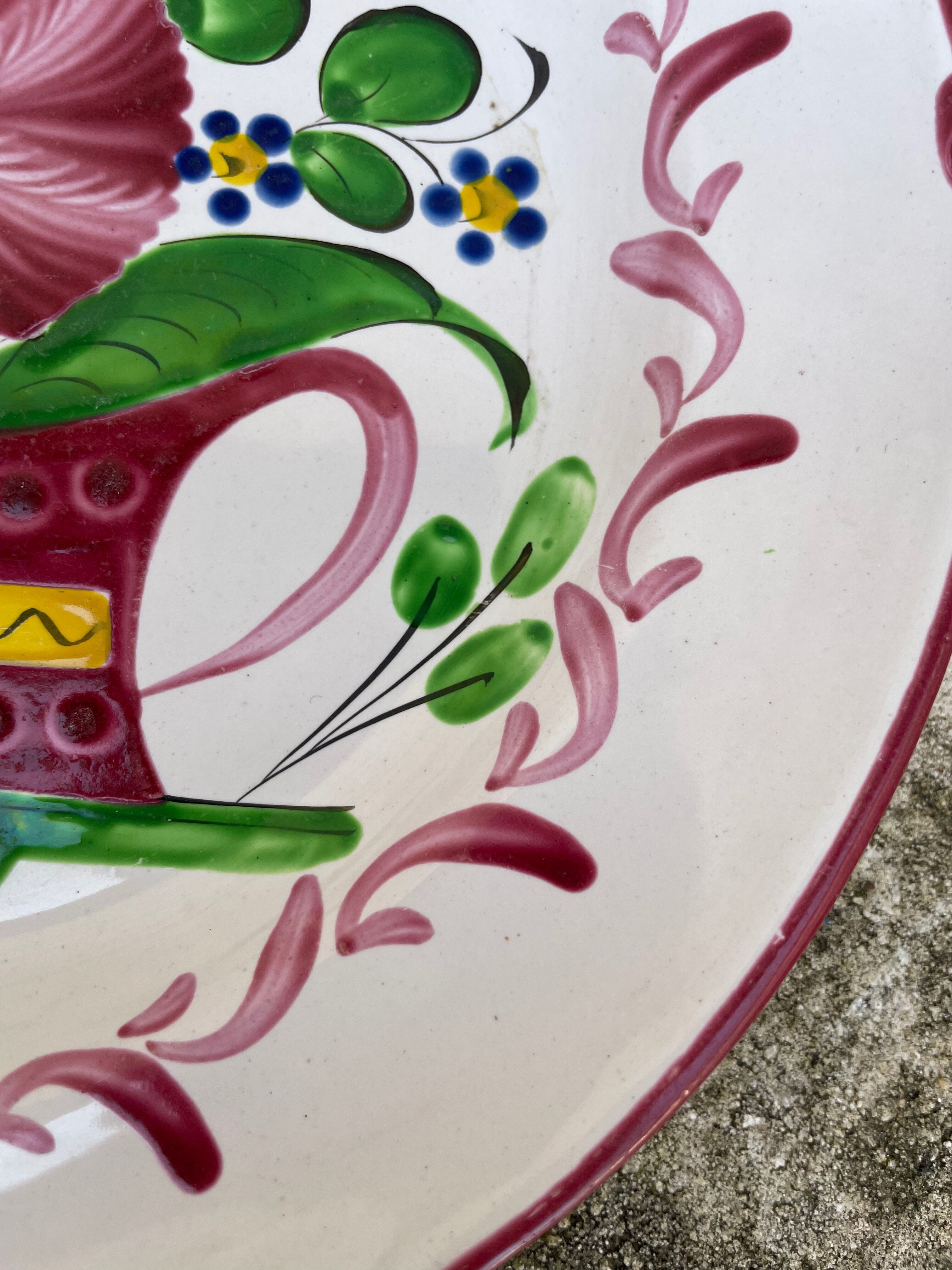 Antique plate with floral pattern