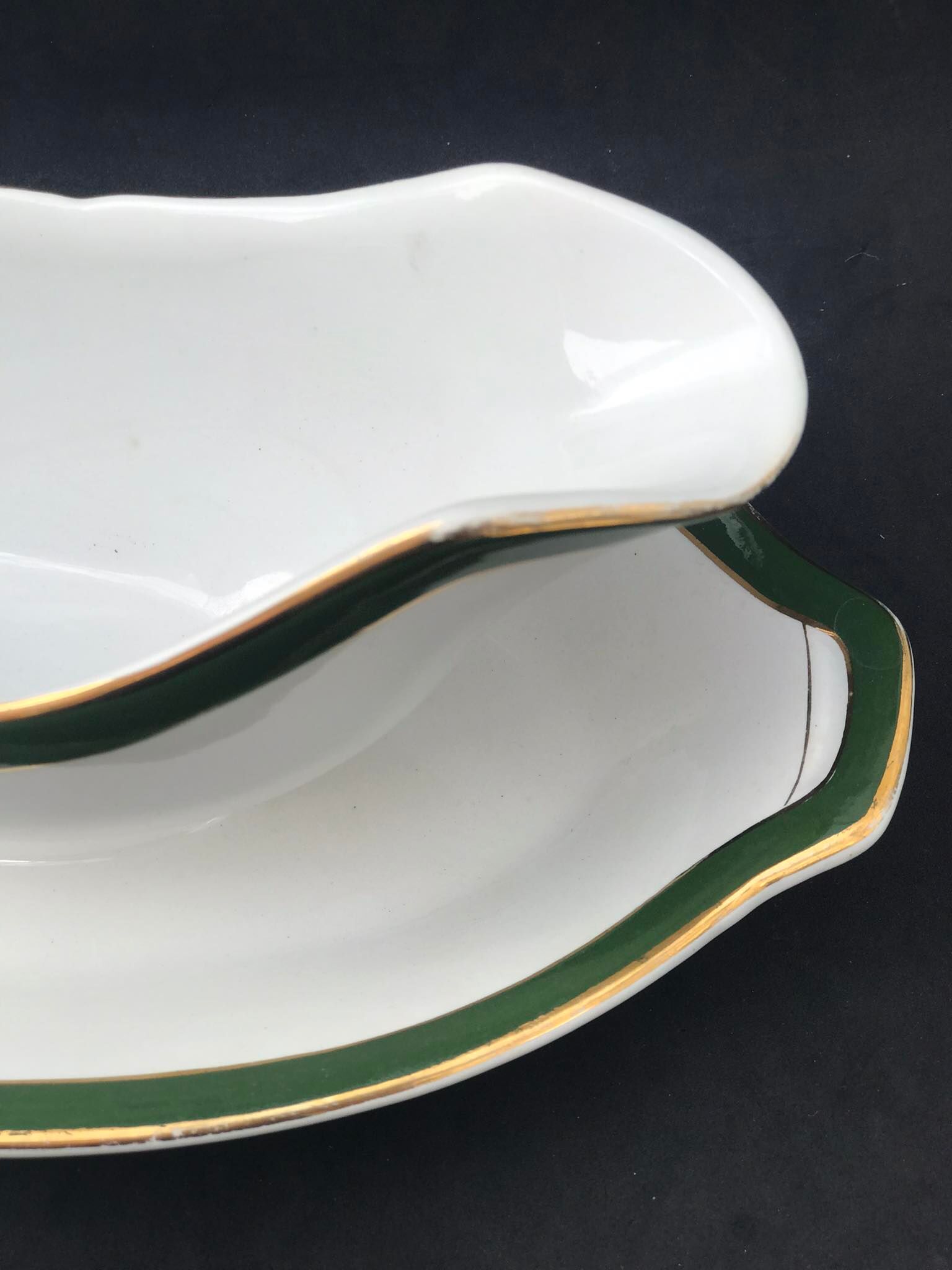 Saucière with antique attached underplate Villeroy and Boch Boch Mettlach XIX century