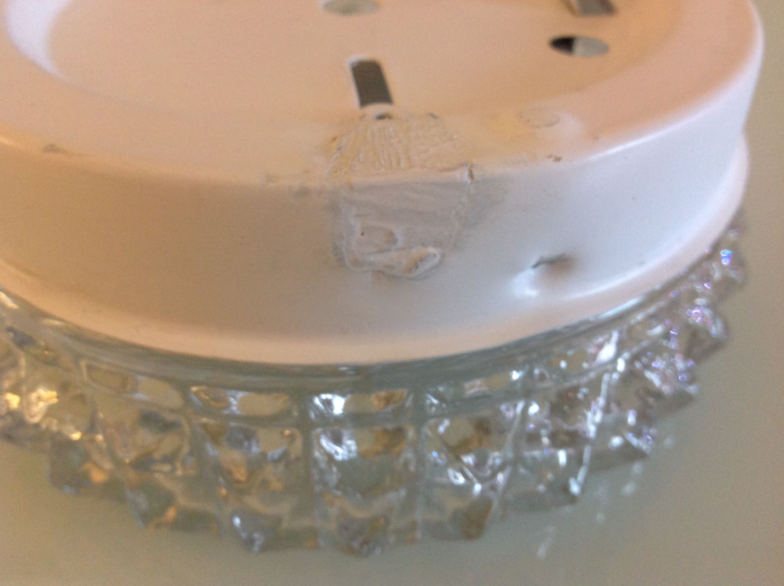 Round ceiling lamp in structured glass vintage 60s-70s