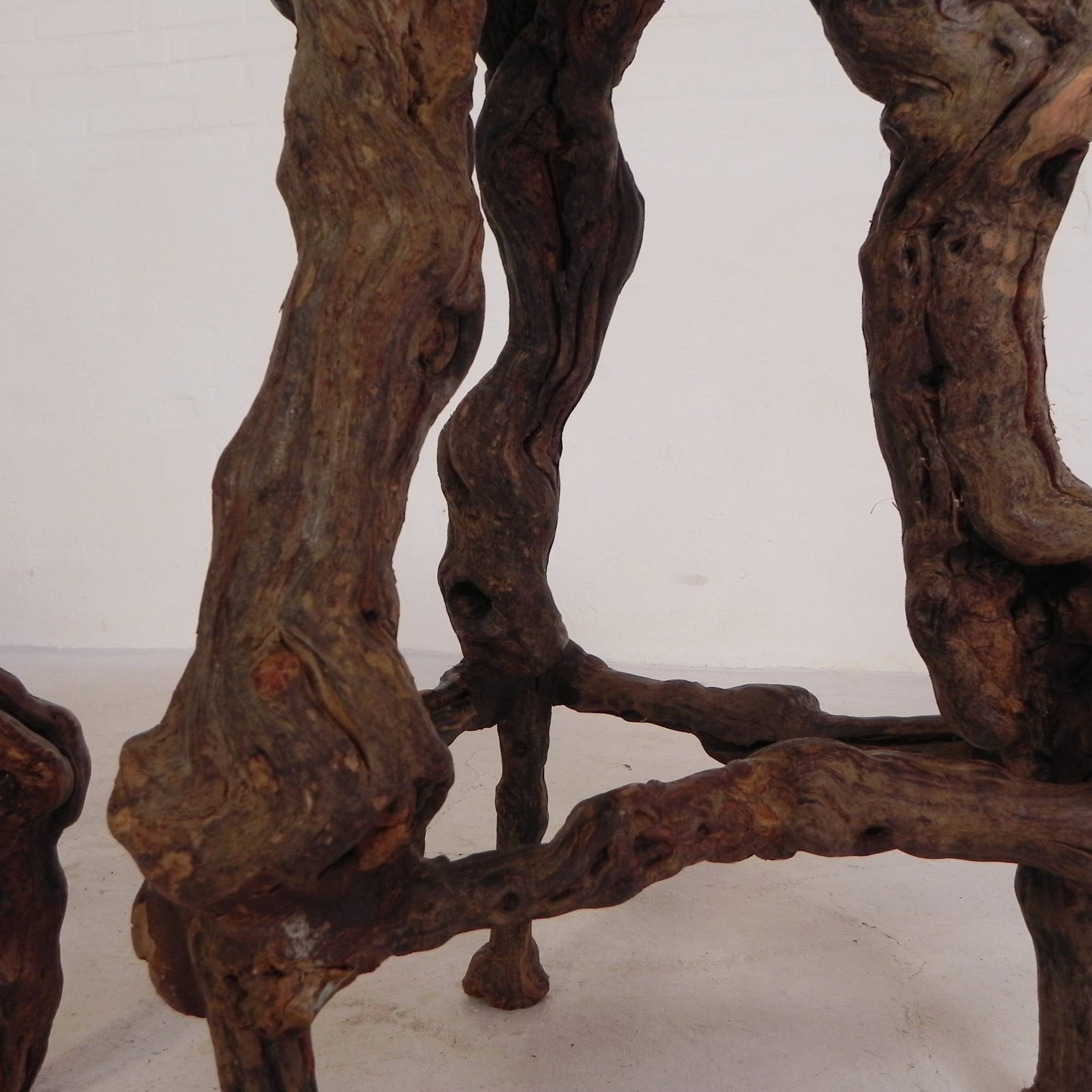 Set of 3 vintage wooden vine bar stools, 1960s