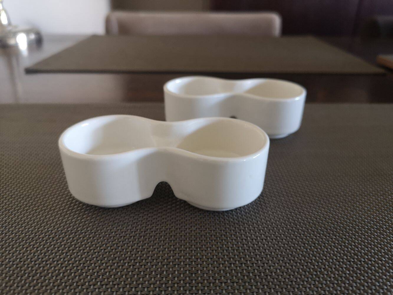 Duo of vintage double egg cups in ceramic 1970s 1980s