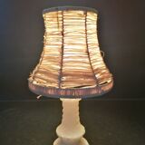 Alabaster and raffia bedside lamp