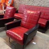 Vintage sofa and 2 armchairs with compass feet