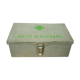 Boîte de secours valisette vintage en métal à décor croix verte