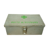 Rescue box vintage metal suitcase with green cross decoration