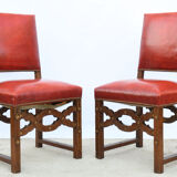 6 red leather chairs