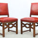 6 red leather chairs