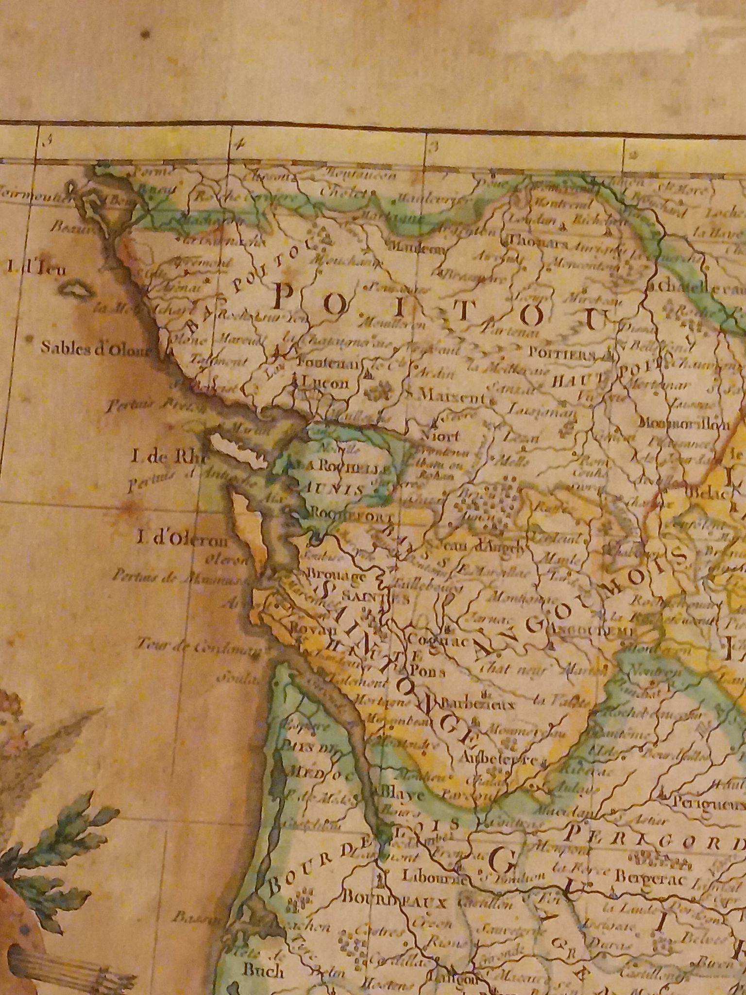Original antique map, 18th century, Rizzi Zannoni / Lattré, coloured