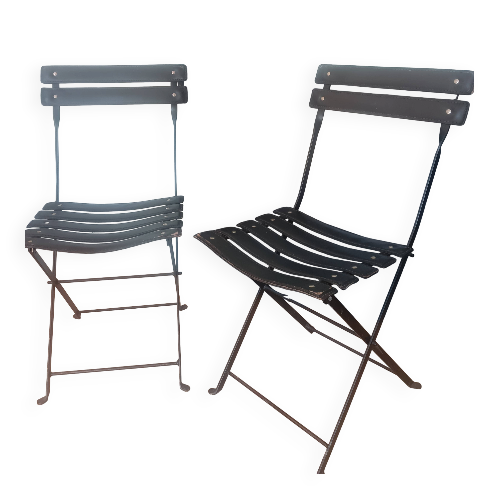 Chaise cuir noire pliante Flik