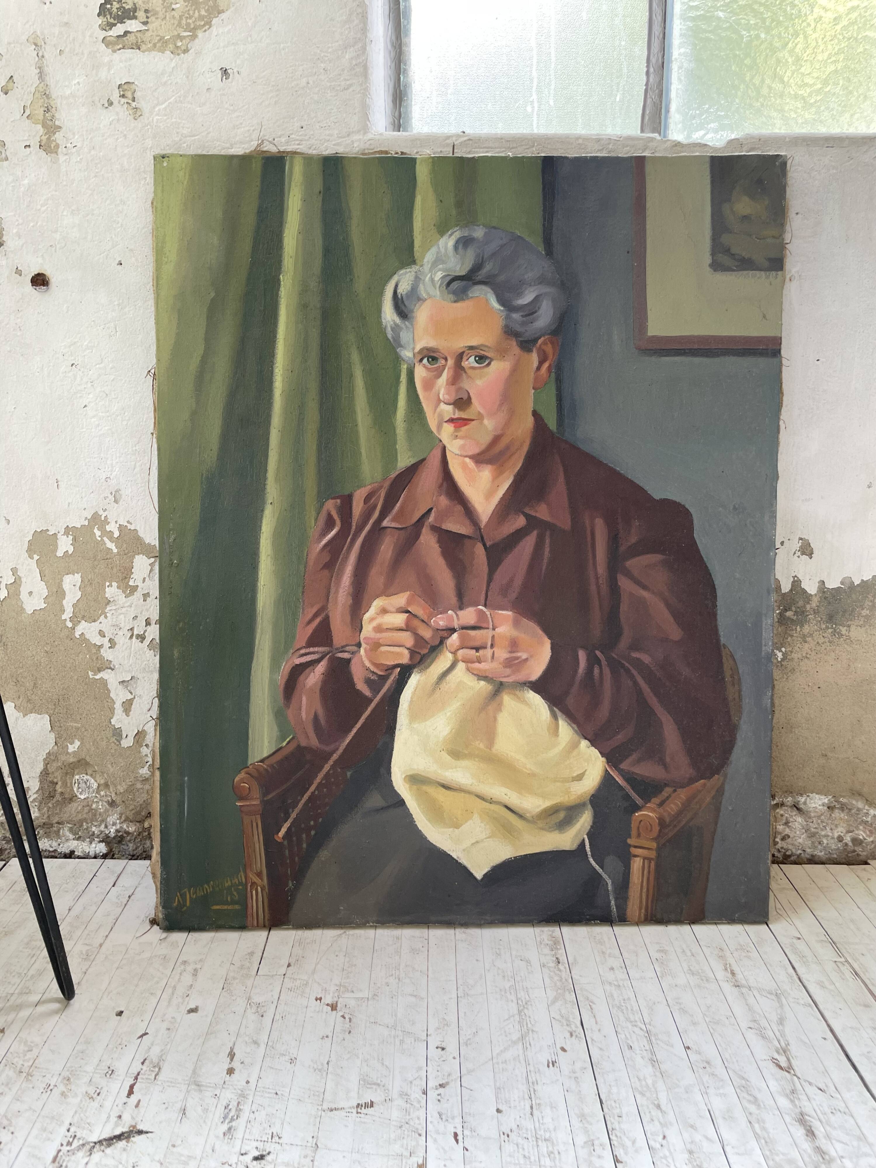 Oil canvas “knitting” 1945