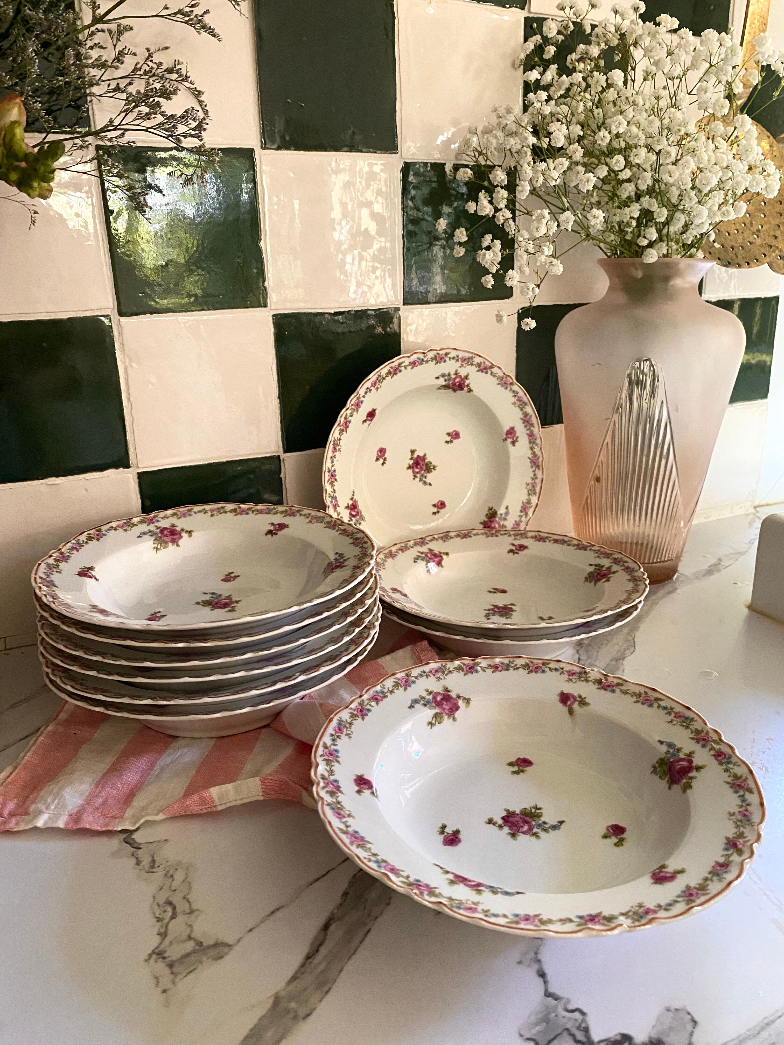 Deep Plates (Bowls) in Limoges Porcelain GDA 1900