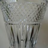 Old Bohemian cut crystal vase on foot 32 cm