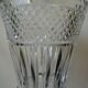 Ancien vase sur pied cristal taillé Bohème 32 cm