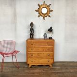 Chest of drawers vintage oak feet compass retro 1950 4 drawers