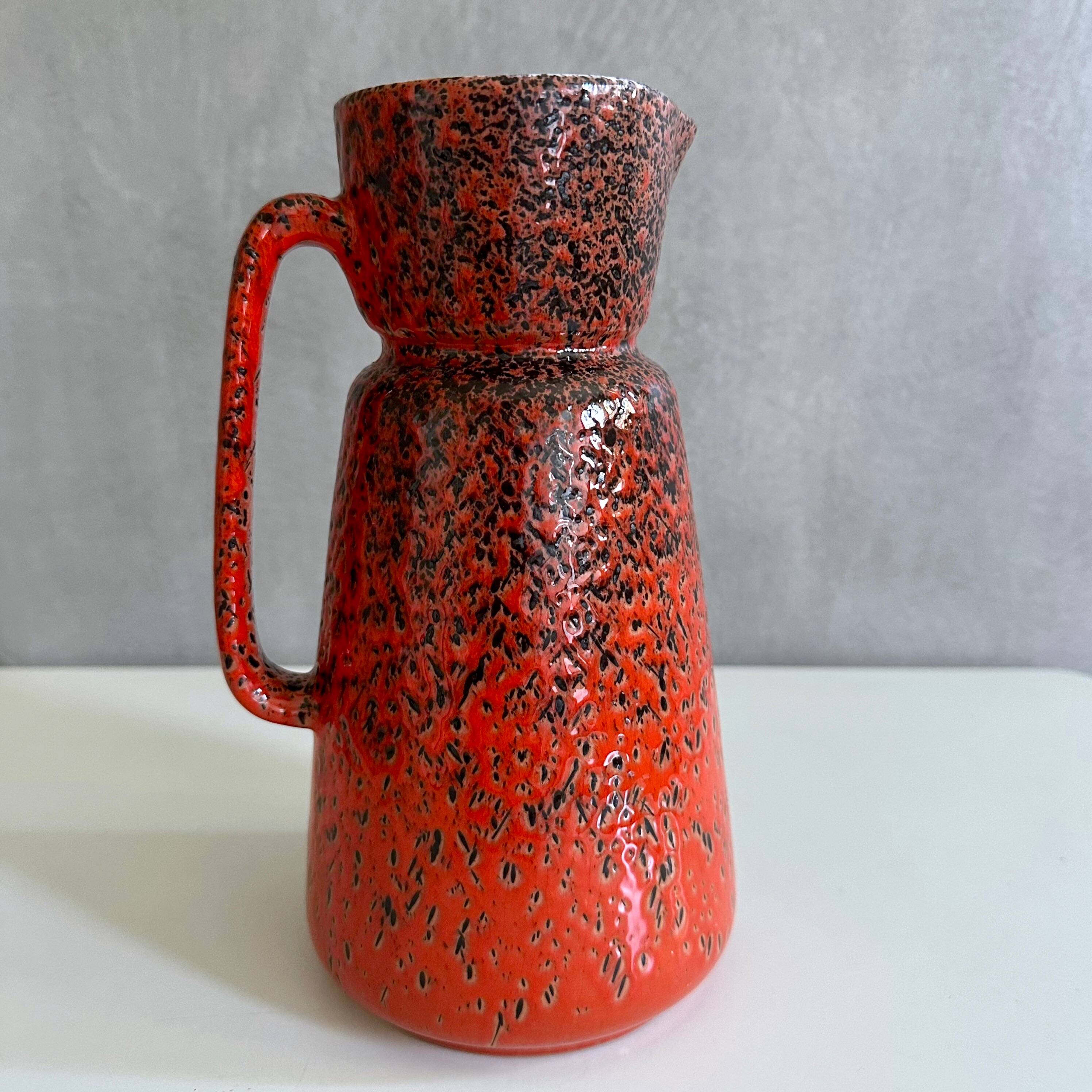 Red vintage vase Wächtersbach ceramics, jug vase, flower vase, ceramic vase