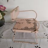 Vintage doll potty chair, wood and metal, pink, Bébéconfort