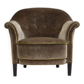 1960s, Danish armchair, original green furniture velour.